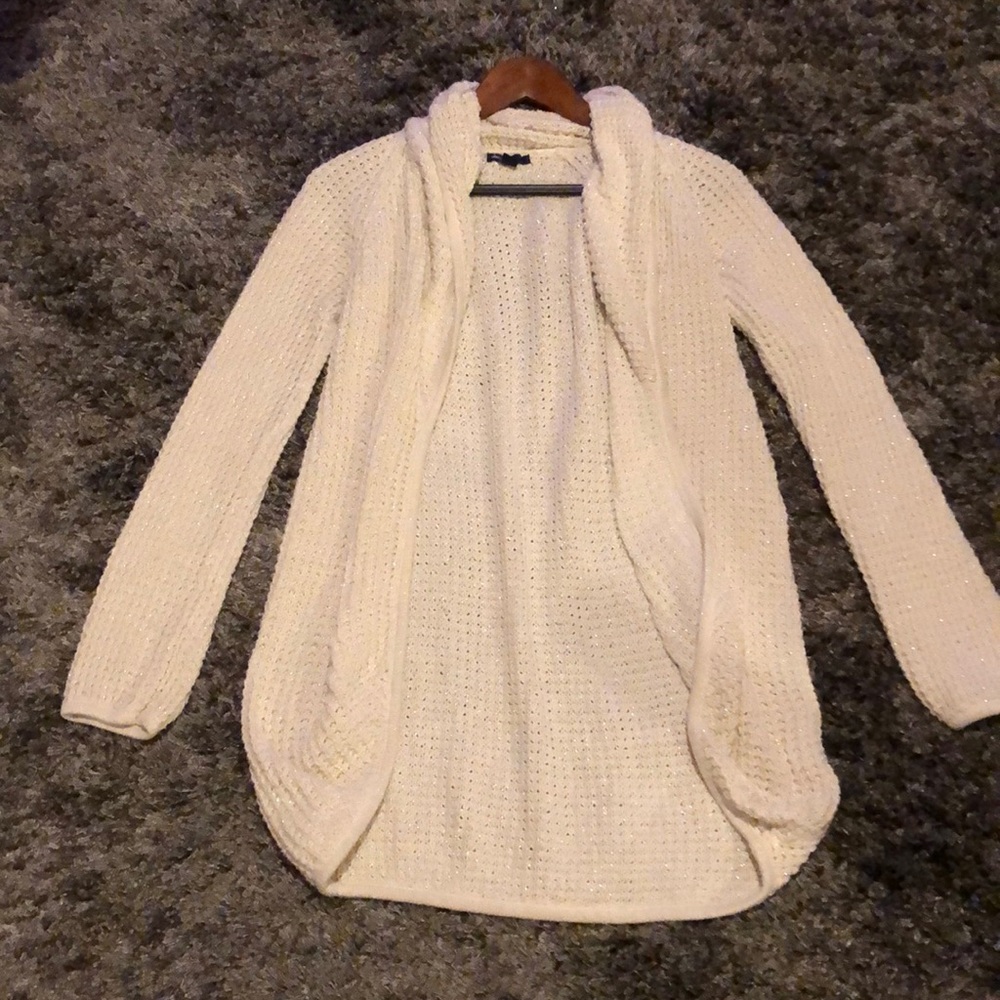 Cream colored sparkly silver sweater